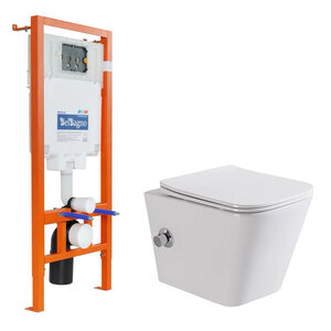 Изображение товара Инсталляция BelBagno с безободковым унитазом BelBagno Due, сиденье микролифт, BB002-80/BB3103CHR-BS/SC