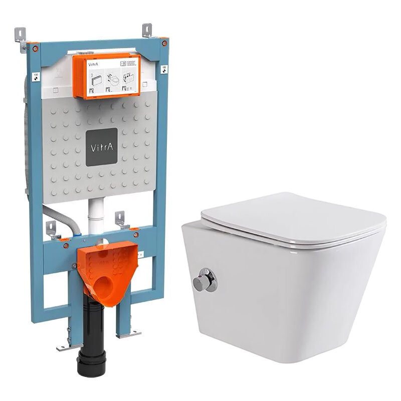Изображение товара Инсталляция Vitra V-Fix Prime с безободковым подвесным унитазом BelBagno Due с микролифтом
