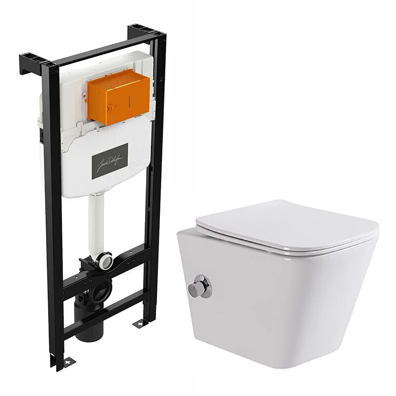 Изображение товара Инсталляция Jacob Delafon с безободковым унитазом BelBagno Due, сиденье микролифт, функция биде