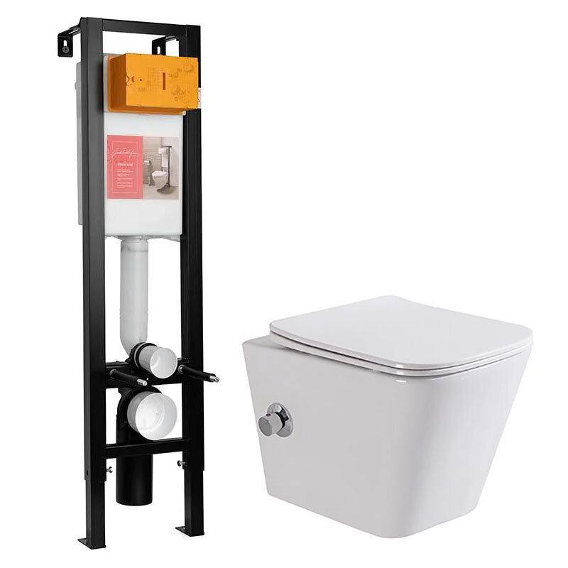 Изображение товара Инсталляция Jacob Delafon с безободковым унитазом BelBagno Due и сиденьем микролифт