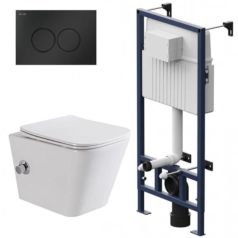 Изображение товара Инсталляция Am.Pm ProC с безободковым унитазом BelBagno Due, сиденье микролифт, клавиша смыва