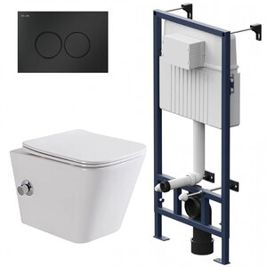 Изображение товара Инсталляция Am.Pm ProC с безободковым унитазом BelBagno Due, сиденье микролифт, клавиша смыва, I012707/BB3103CHR-BS/SC/I070138