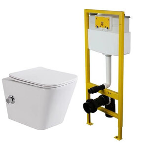 Изображение товара Инсталляция Elsen с безободковым унитазом BelBagno Due, сиденье микролифт, EIN500.1120/BB3103CHR-BS/SC