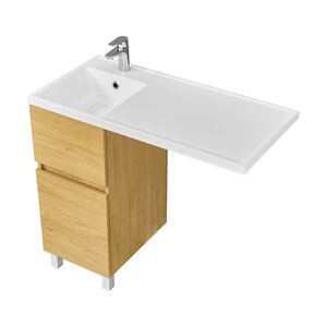 Изображение товара Тумба под раковину Aquaton Лайн 1A232201LFDK0, 40 см, для установки со стиральной машиной, цвет дуб каменный