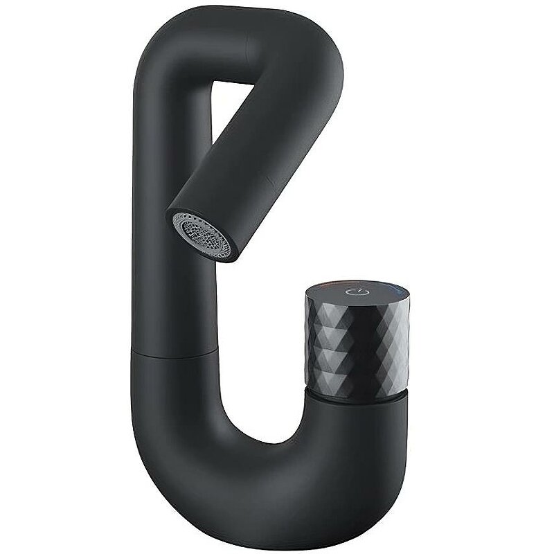 Изображение товара Смеситель для раковины Iddis Twist TWIBLBTi01 черный матовый с поворотным изливом