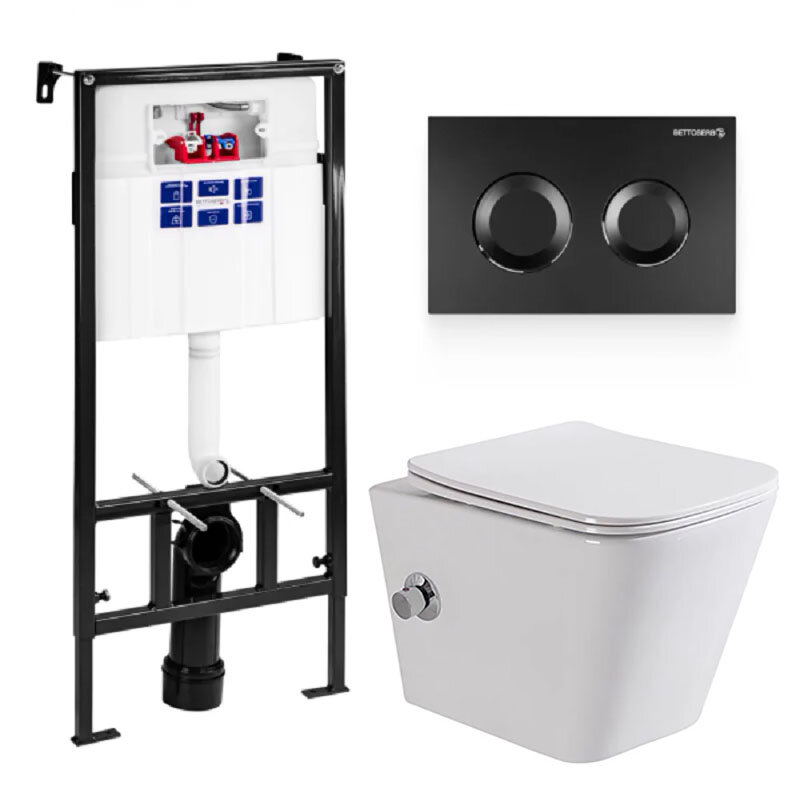 Изображение товара Инсталляция Bettoserb Sava Fix Slim с безободковым унитазом BelBagno Due и сиденьем микролифт