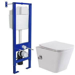 Изображение товара Инсталляция Berges Atom с безободковым унитазом BelBagno Due, сиденье микролифт, 040330/BB3103CHR-BS/SC