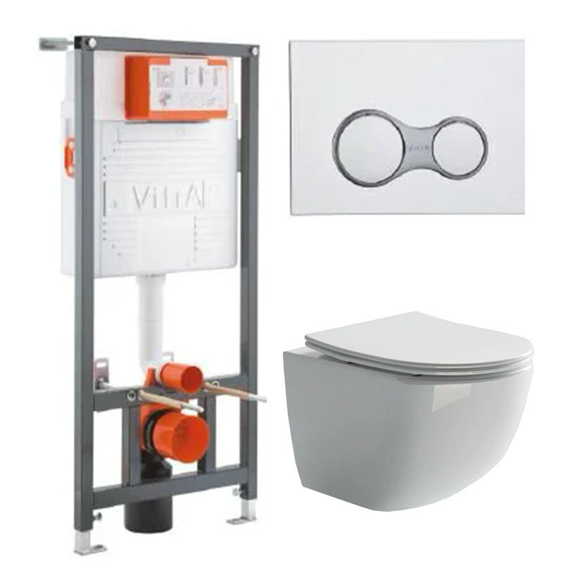 Изображение товара Инсталляция Vitra Rapid с безободковым унитазом Ceramicanova Forma Rimless, микролифт, скрытая подв