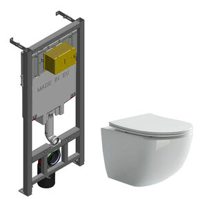 Изображение товара Инсталляция Jacob Delafon с безободковым унитазом Ceramicanova Forma Rimless, сиденье микролифт, E29025-NF/CN3009, сантехфарфор