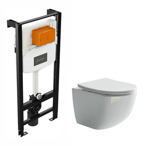 Изображение товара Инсталляция Jacob Delafon с безободковым унитазом Ceramicanova Forma Rimless, сиденье микролифт, E24156-NF/CN3009, сантехфарфор