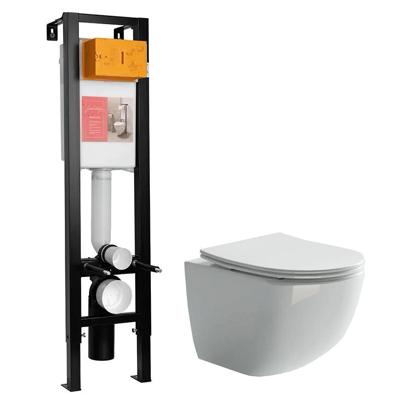 Изображение товара Инсталляция Jacob Delafon с безободковым унитазом Ceramicanova Forma Rimless с сиденьем MicroLift