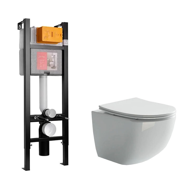 Изображение товара Инсталляция Jacob Delafon с безободковым унитазом Ceramicanova Forma Rimless, сиденье микролифт