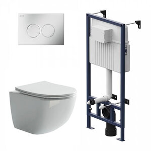 Изображение товара Инсталляция Am.Pm ProC с безободковым унитазом Ceramicanova Forma Rimless, сиденье микролифт, сантехфарфор, клавиша смыва, I012707/CN3009/I070131