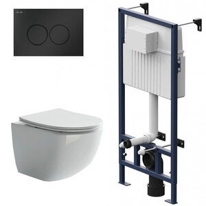 Изображение товара Инсталляция Am.Pm ProC с безободковым унитазом Ceramicanova Forma Rimless, сиденье микролифт, сантехфарфор, клавиша смыва, I012707/CN3009/I070138