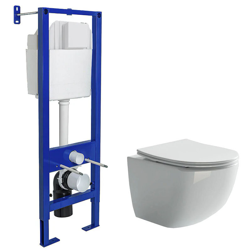 Изображение товара Инсталляция Berges Atom с безободковым унитазом Ceramicanova Forma Rimless 42 см белый