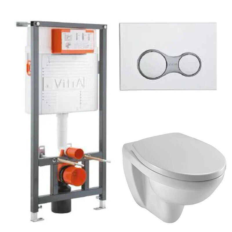Изображение товара Инсталляция Vitra Rapid с безободковым унитазом Jacob Delafon Patio и сиденьем с микролифтом