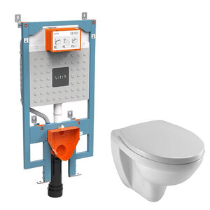 Изображение товара Инсталляция Vitra V-Fix Prime с безободковым унитазом Jacob Delafon Patio, сиденье микролифт, 768-5800-01/E4187-00/017503