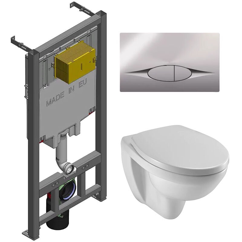 Изображение товара Инсталляция Jacob Delafon с безободковым унитазом Patio, микролифт, двухрежим, фарфор