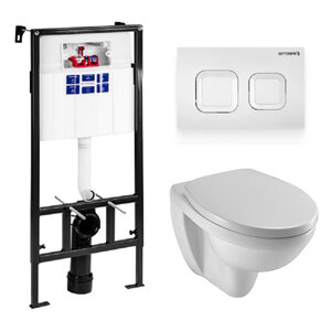 Изображение товара Инсталляция Bettoserb Sava Fix Slim с безободковым унитазом Jacob Delafon Patio, сиденье микролифт, клавиша смыва, SET40006470/E4187-00/017503