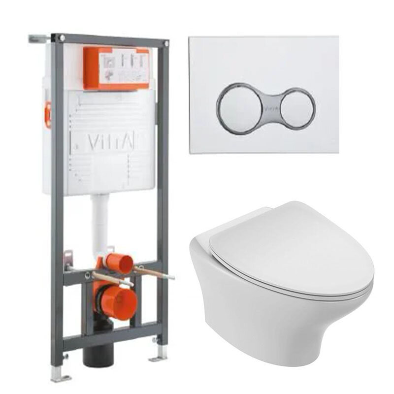 Изображение товара Инсталляция Vitra Rapid с безободковым унитазом Jacob Delafon Nouvelle Vague, боковая подводка