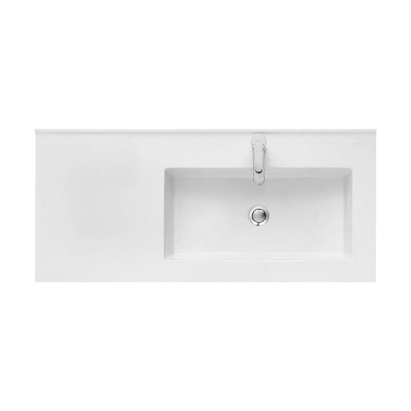 Изображение товара Раковина Aquaton Квадро Про 1A733231QA01R 100 см из литьевого мрамора правая угловая белая