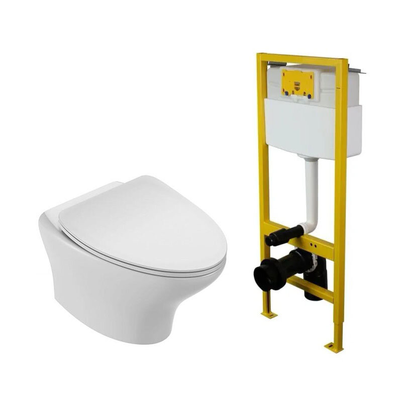 Изображение товара Инсталляция с безободковым унитазом Jacob Delafon Nouvelle Vague, сиденье микролифт, скрытая подвод