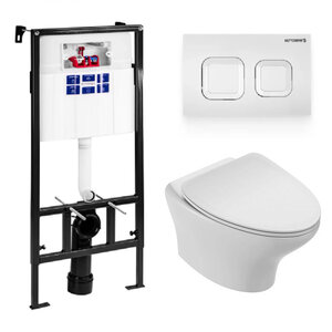 Изображение товара Инсталляция Bettoserb Sava Fix Slim с безободковым унитазом Jacob Delafon Nouvelle Vague, сиденье микролифт, клавиша смыва, SET40006470/EDJ102-00/E20069-00