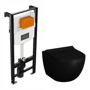 Изображение товара Инсталляция Jacob Delafon с безободковым унитазом Vitra Sento, сиденье микролифт, E24156-NF/7748B083-0101/120-083-009