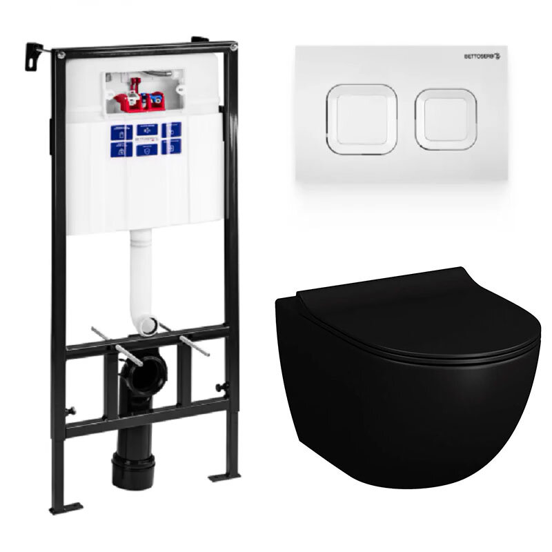 Изображение товара Инсталляция Bettoserb Sava Fix Slim с унитазом Vitra Sento и сиденьем микролифт