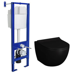 Изображение товара Инсталляция Berges Atom с безободковым унитазом Vitra Sento, сиденье микролифт, 040330/7748B083-0101/120-083-009