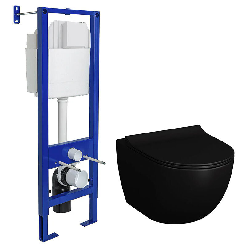 Изображение товара Инсталляция Berges Atom с безободковым унитазом Vitra Sento, сиденье микролифт, 040330/7748B083-0101/120-083-009