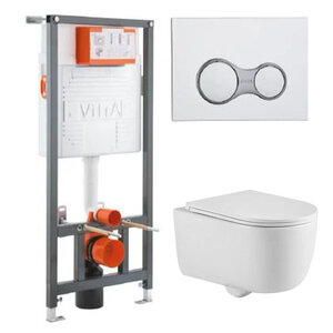 Изображение товара Инсталляция Vitra Rapid с безободковым унитазом Berges Tornas Rimless, сиденье микролифт, клавиша смыва, 742-5800-01/082137/740-0480