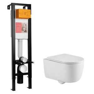 Изображение товара Инсталляция Jacob Delafon с безободковым унитазом Berges Tornas Rimless, сиденье микролифт, E33130RU-NF/082137