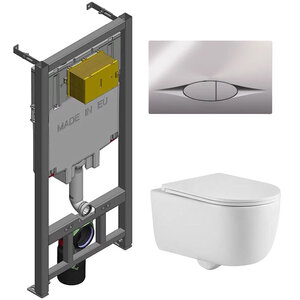 Изображение товара Инсталляция Jacob Delafon с безободковым унитазом Berges Tornas Rimless, сиденье микролифт, клавиша смыва, E21822-CP/082137