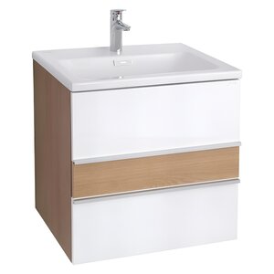 Изображение товара Тумба под раковину Jacob Delafon Lucien EB2056-E76-J5, 60 см, подвесная, цвет белый лак/дуб корбридж