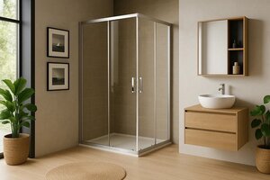 Изображение товара Душевой уголок Royal Bath RB8100HPD-T-ST, 100 х 80 см, стекло прозрачное, профиль сатин