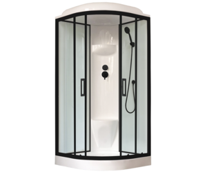 Изображение товара Душевая кабина Royal Bath RB90HK6-WT-BL 90x90 см с крышей и сиденьем