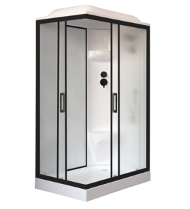 Изображение товара Душевая кабина Royal Bath RB8120HP6-WC-BL-L/RB8120HP6-WC-BL-R, 120 x 80 см, стекло белое/матовое, профиль черный, левая/правая