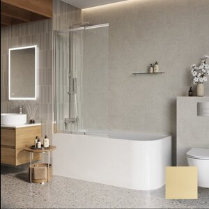 Изображение товара Шторка на ванну BelBagno LUCE-VF-11-90/145-C-ORO, 90 см, стекло прозрачное, профиль золото