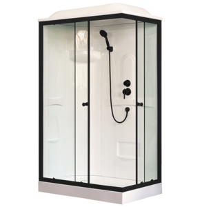 Изображение товара Душевая кабина Royal Bath RB8120HP1-T-BL-L/RB8120HP1-T-BL-R, 120 x 80 см, стекло прозрачное, профиль черный, левая/правая