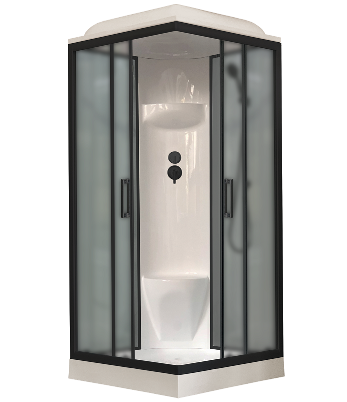 Изображение товара Душевая кабина Royal Bath RB80HP6-GC-BL, 80 x 80 см, задние стенки серые, стекла матовые, профиль черный