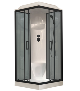 Изображение товара Душевая кабина Royal Bath RB80HP6-GT-BL, 80 x 80 см, задние стенки серые, стекла прозрачные, профиль черный