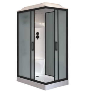 Изображение товара Душевая кабина Royal Bath RB8120HP6-GC-BL-L/RB8120HP6-GC-BL-R, 120 x 80 см, задние стенки серые, стекла матовые, профиль черный, левая/правая