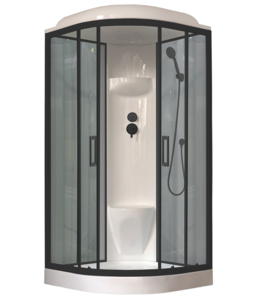 Изображение товара Душевая кабина Royal Bath RB90HK6-GT-BL, 90 х 90 см, задние стенки серые, стекла прозрачные, профиль черный