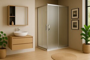 Изображение товара Душевой уголок Royal Bath RB1085HPD-C-ST, 85 х 100 см, стекло матовое, профиль сатин