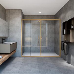 Изображение товара Душевая дверь Vincea Garda VDS-1G2 170 см раздвижная, стекло прозрачное, брашированное золото, VDS-1G2170CLG