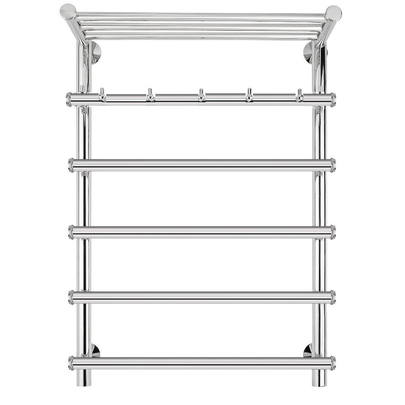 Изображение товара Полотенцесушитель водяной Secado Турин 1 КСП 4603759404080, ширина 50 см, высота 80 см, нижнее подключение 50 см, с полкой, цвет хром, 80x50x60