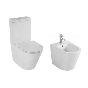Изображение товара Комплект напольного унитаза-компакта с биде Jacob Delafon Rodin+ UJAB102-00/ETAB232-00/E23280-00/EBJ0002-00, белый