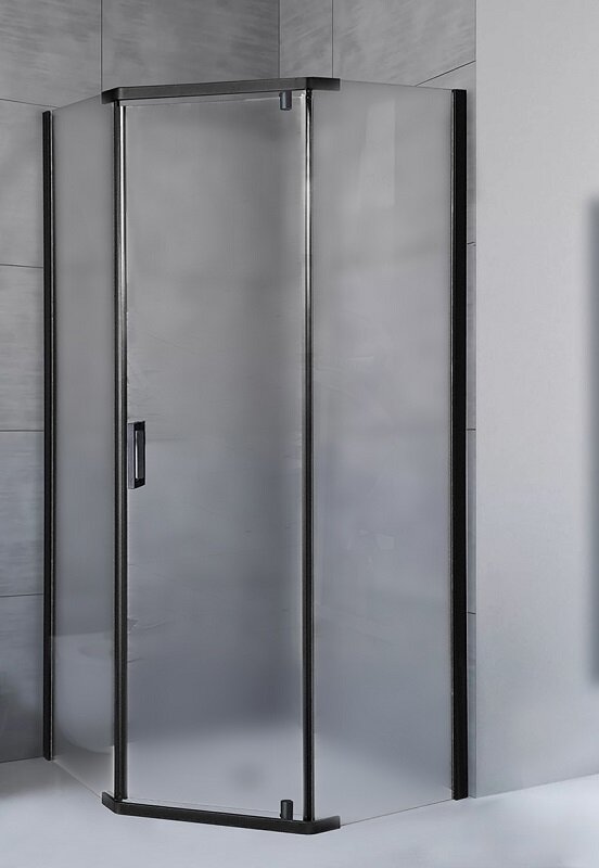 Изображение товара Душевой уголок Royal Bath RB80TR-C-BL (80x80) матовое стекло, черный профиль
