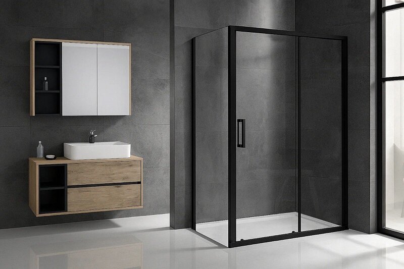 Изображение товара Душевой уголок Royal Bath Accord RB11145HPS-Т-BL, 145 x 110 см с черным профилем